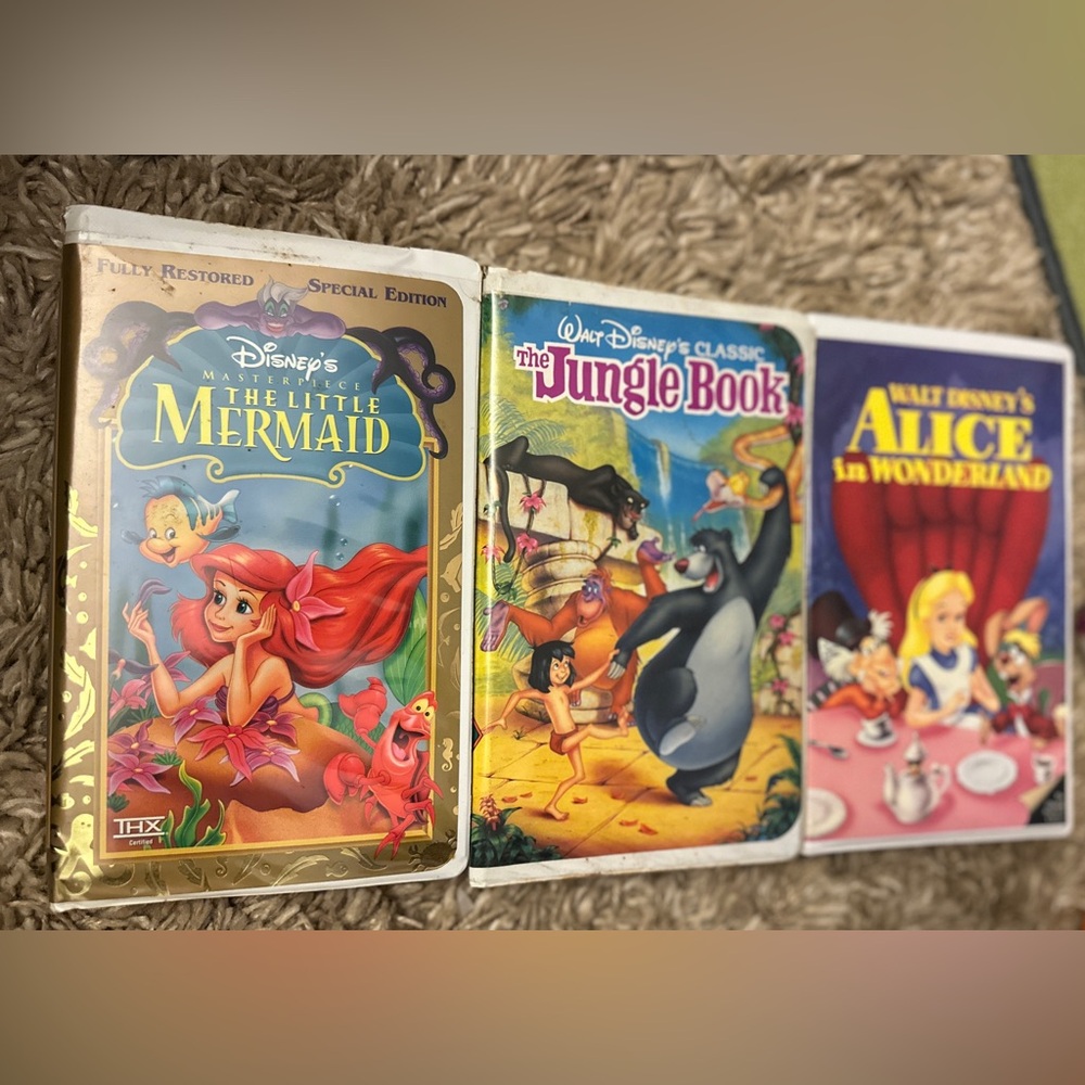 Disney VHS Tapes The Little Mermaid The Jungle Book Alice in Wonderland